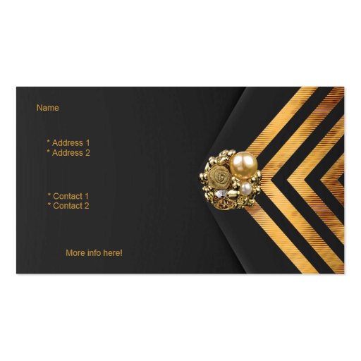 Profile Card Business Gold Jewel Black Velvet Stri Business Card (back side)