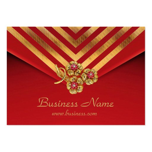 Profile Card Business Gold Stripe Red Velvet Jewel Business Cards (front side)