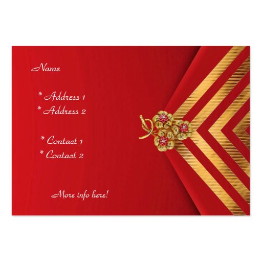 Profile Card Business Gold Stripe Red Velvet Jewel Business Cards (back side)