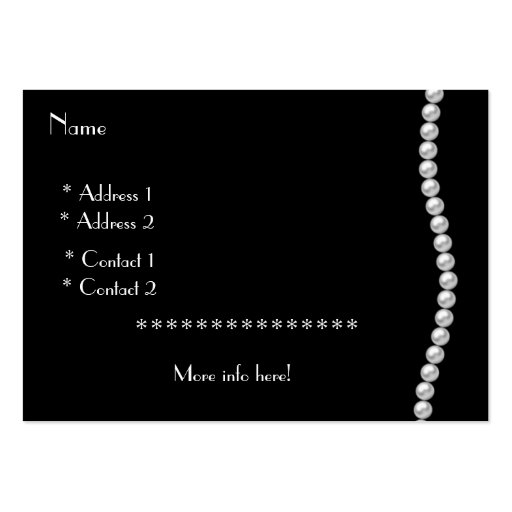 Profile Card Business Ornate Pearls Jewels (01420) Business Card Templates (back side)