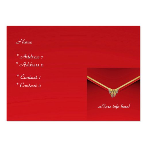 Profile Card Business Red Gold Bow Business Card (back side)