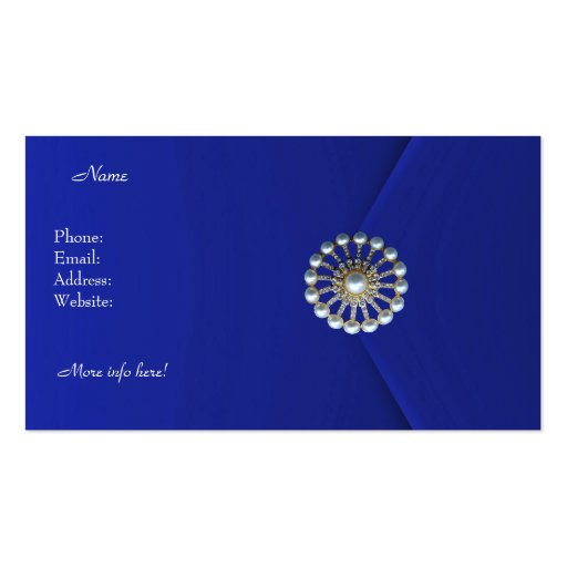 Profile Card Business Rich Blue Velvet Pearls 2 Business Card Templates (back side)