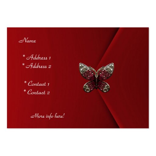 Profile Card Business Rich Red Velvet Butterfly Business Cards (back side)