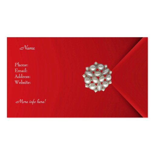 Profile Card Business Rich Red Velvet Pearls Business Card Templates (back side)