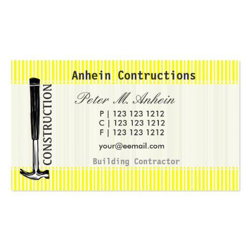 Profile Card Carpenter Built Business Card Templates (front side)