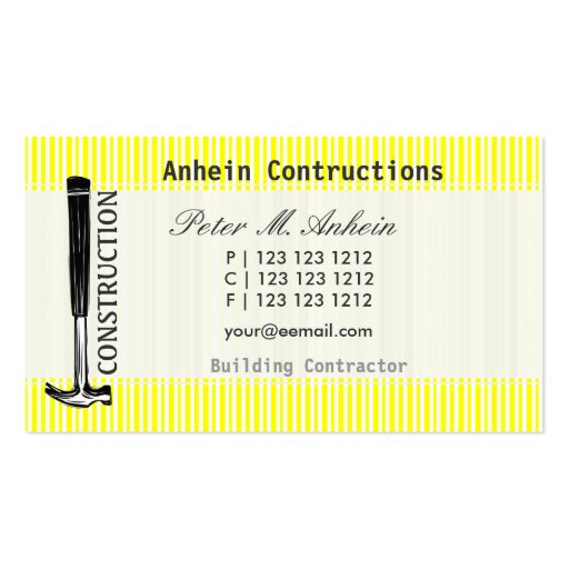 Profile Card Carpenter Built Business Card Templates