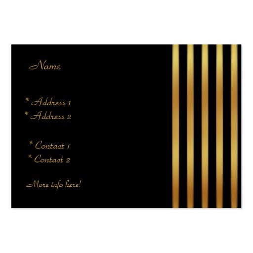 Profile Card Gold Black Stripe 2 Business Card Template (back side)