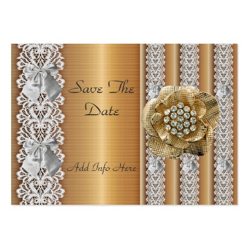 Profile Card Save the Date Wedding Gold Lace Jewel Business Card Templates (front side)