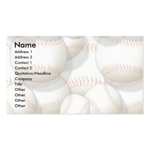 Profile Card Template - Baseballs Business Card Templates (front side)