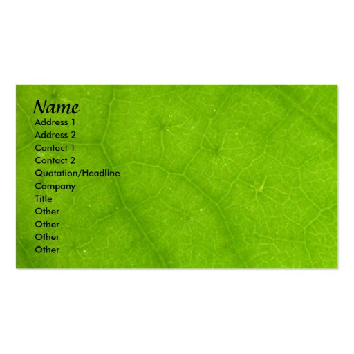 Profile Card Template - Green Leaf Texture Business Card Templates (front side)