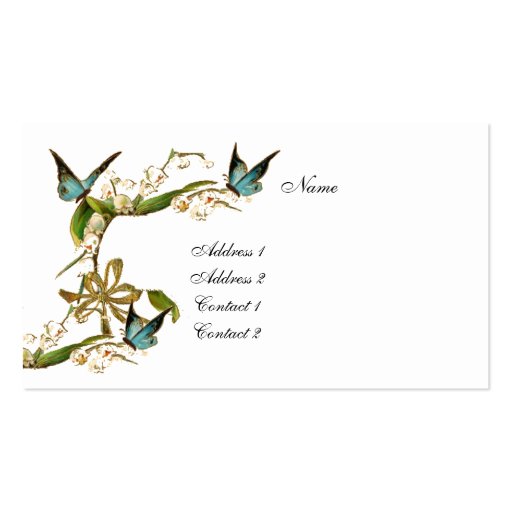 Profile Card Vintage Butterflies White Business Card (back side)