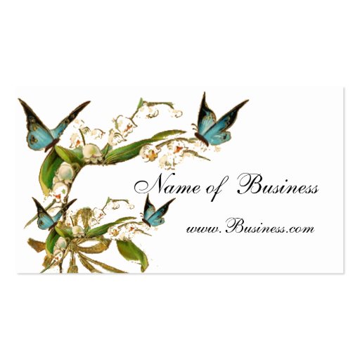 Profile Card Vintage Butterflies White Business Card (front side)