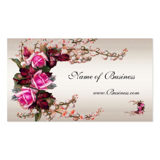 Profile Card Vintage Cream Pink Roses Business Cards (front side)