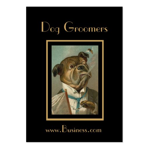 Profile Card Vintage Dog Groomers Business Card Templates (front side)