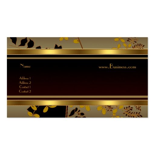 Profile Card Vintage Floral Gold Black Asian Business Card Template (back side)