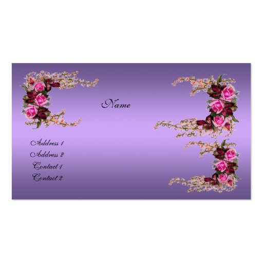 Profile Card Vintage Mauve Purple Pink Roses Business Cards (back side)