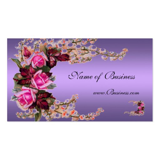 Profile Card Vintage Mauve Purple Pink Roses Business Cards (front side)