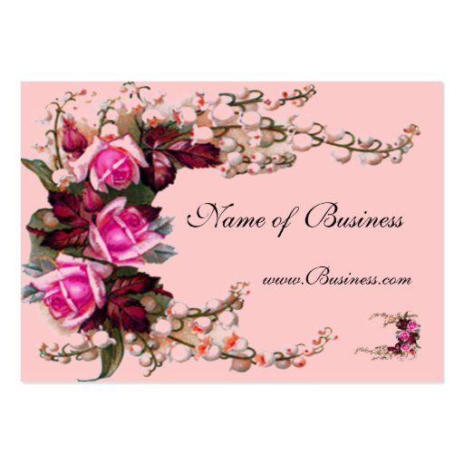 Profile Card Vintage Pink Roses Business Card Template (front side)