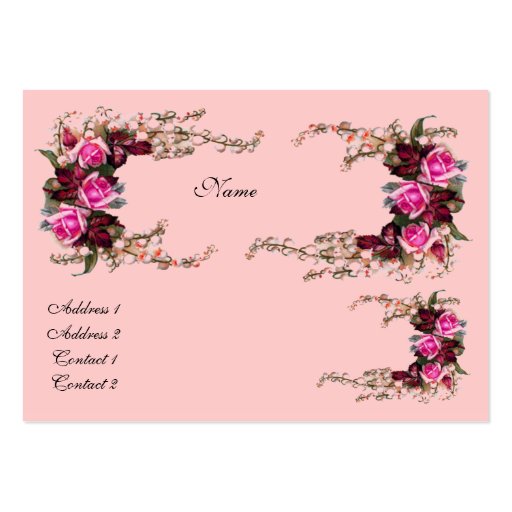 Profile Card Vintage Pink Roses Business Card Template (back side)
