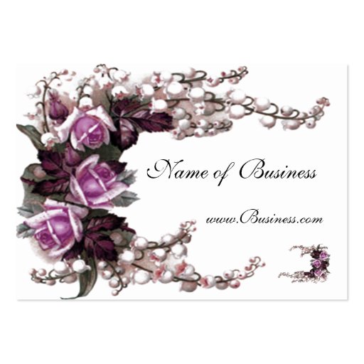 Profile Card Vintage Pink Roses White Business Card Templates (front side)