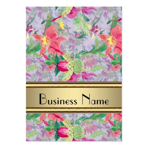 Profile Card Vintage Print Floral Business Card Template (front side)