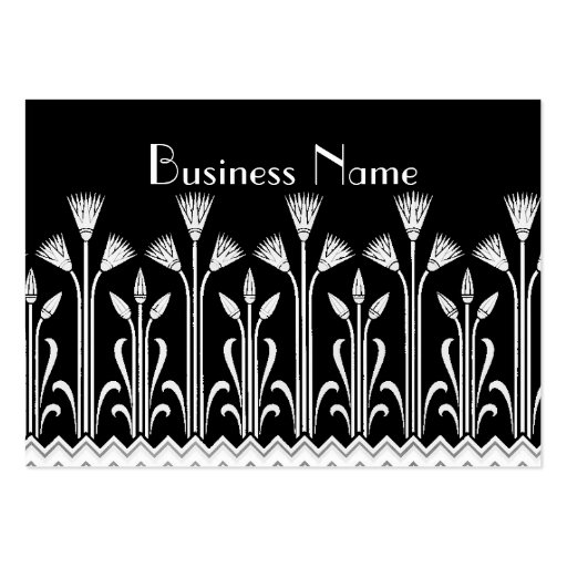 Profile Card Vintage Victorian Pattern Black White Business Card Template (front side)
