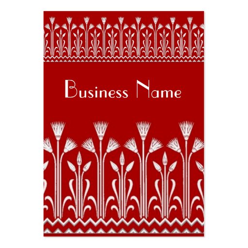 Profile Card Vintage Victorian Pattern Red White Business Card Templates (front side)
