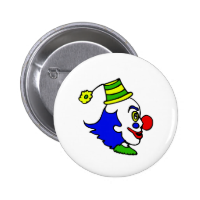 Profile Clown Head Pinback Button