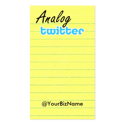Profile / Note Card! AnalogTwtr yelbkinfo Business Card Template (front side)