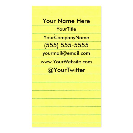 Profile / Note Card! AnalogTwtr yelbkinfo Business Card Template (back side)