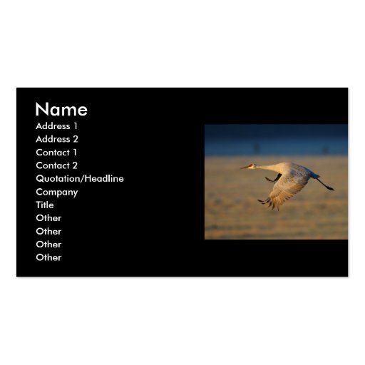 profile or business card, crane (front side)
