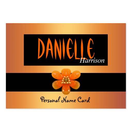 Profile Personal Name Card Black Gold Flower Business Card Templates (front side)