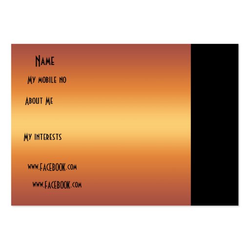 Profile Personal Name Card Black Gold Flower Business Card Templates (back side)