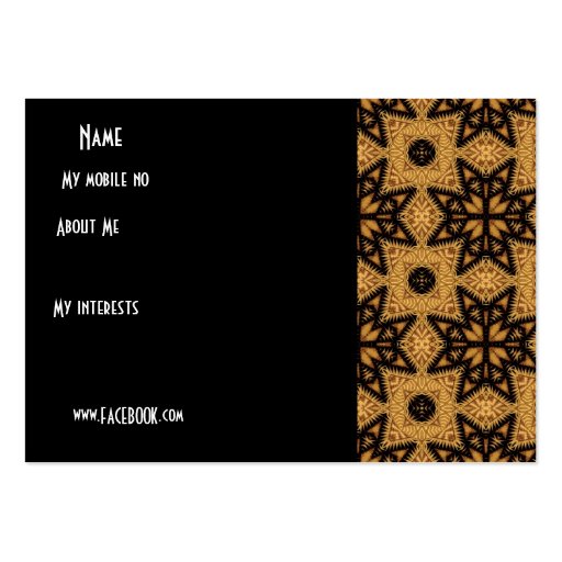 Profile Personal Name Card Retro Black Gold Business Cards (back side)