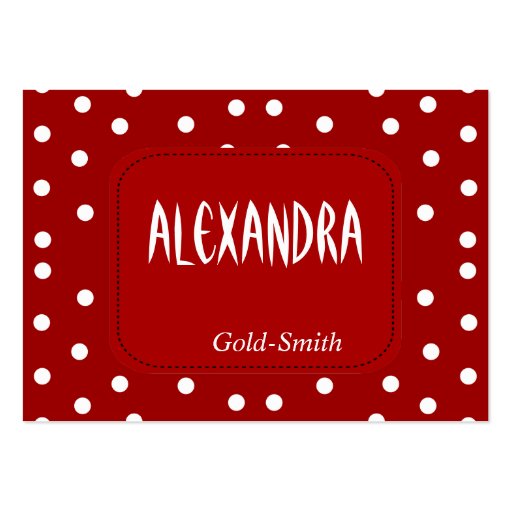 Profile Personal Name Card Retro Red White Spot Business Card Template (front side)