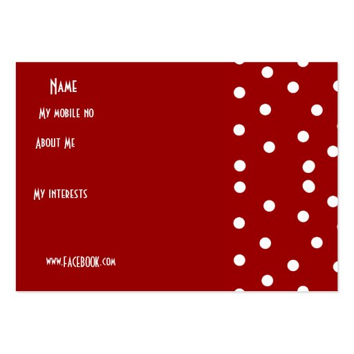 Profile Personal Name Card Retro Red White Spot Business Card Template (back side)