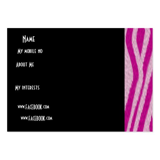 Profile Personal Name Card Tiger Pink Black Business Card Templates (back side)