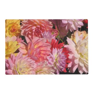 Profusion of Dahlia Flowers Laminated Placemat