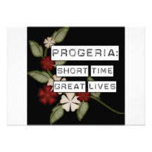 Progeria: Short Time, Great Lives, flower in black Announcements
