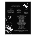 Programa blanco y negro del boda de la libélula membrete personalizado