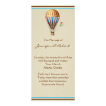 Programa del boda del globo del aire caliente del  diseño de tarjeta publicitaria