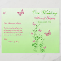 Programa floral del boda de la mariposa rosada, ve flyer personalizado