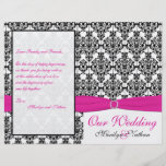 Programa rosado, blanco, y negro del boda del dama tarjetas publicitarias
