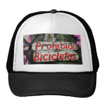 Prohibido Bicicletas No Bicycles Espanol Spanish Mesh Hat