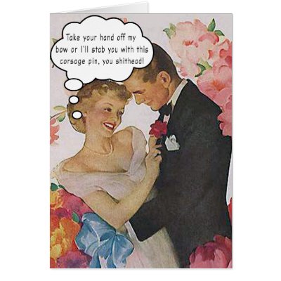 Prom Couple/Corsage Pin Threat Greeting Cards by postcardsfromtheedge