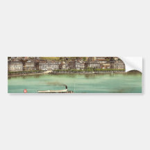 Promenade and cathedral, with two small steamers, bumper stickers