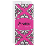 Prominent Pink Damask Pink, Black White Full Color Rack Card