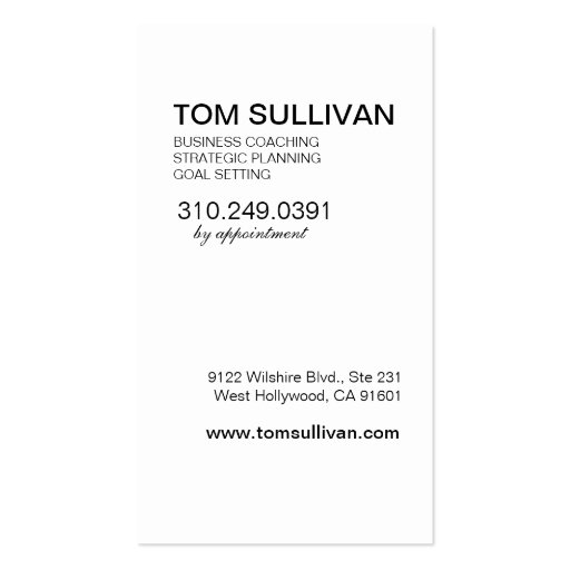PROMOTIONAL for Business Coach Strategic Planning Business Cards (back side)