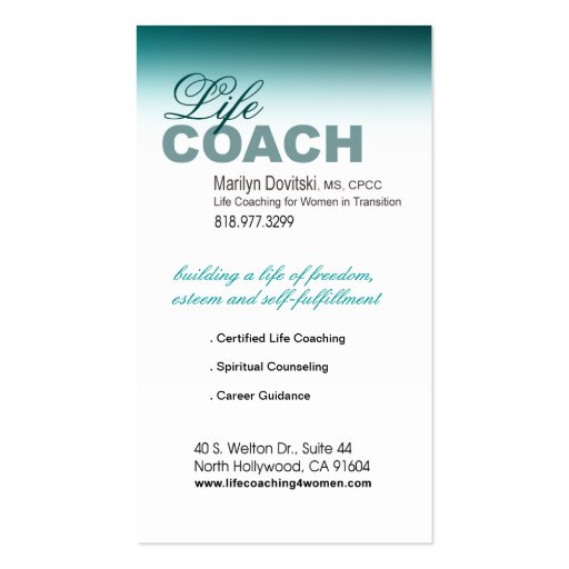 Promotional for Life Coach Spiritual Counseling Business Card Templates (back side)