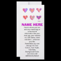Promotional Rack Cards - Pop Art Crazy Hearts 2 rack cards